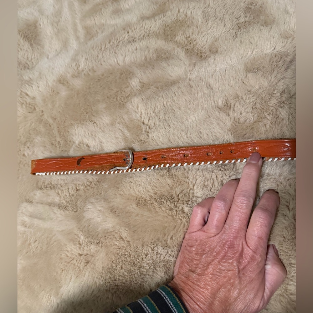 Vintage Leather Belt with Silver Buckle S/M